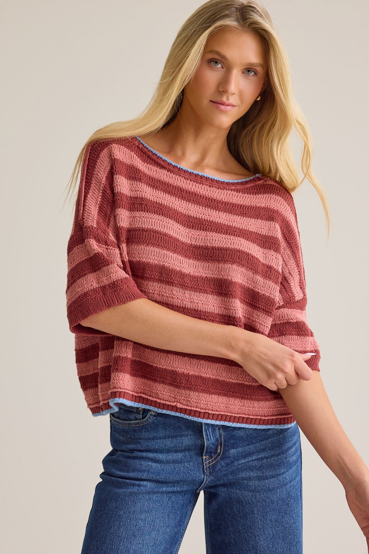 Azlyn Multi Stripe Sweater Tee