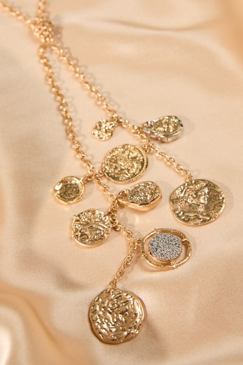 Coin Charm Lariat Necklace