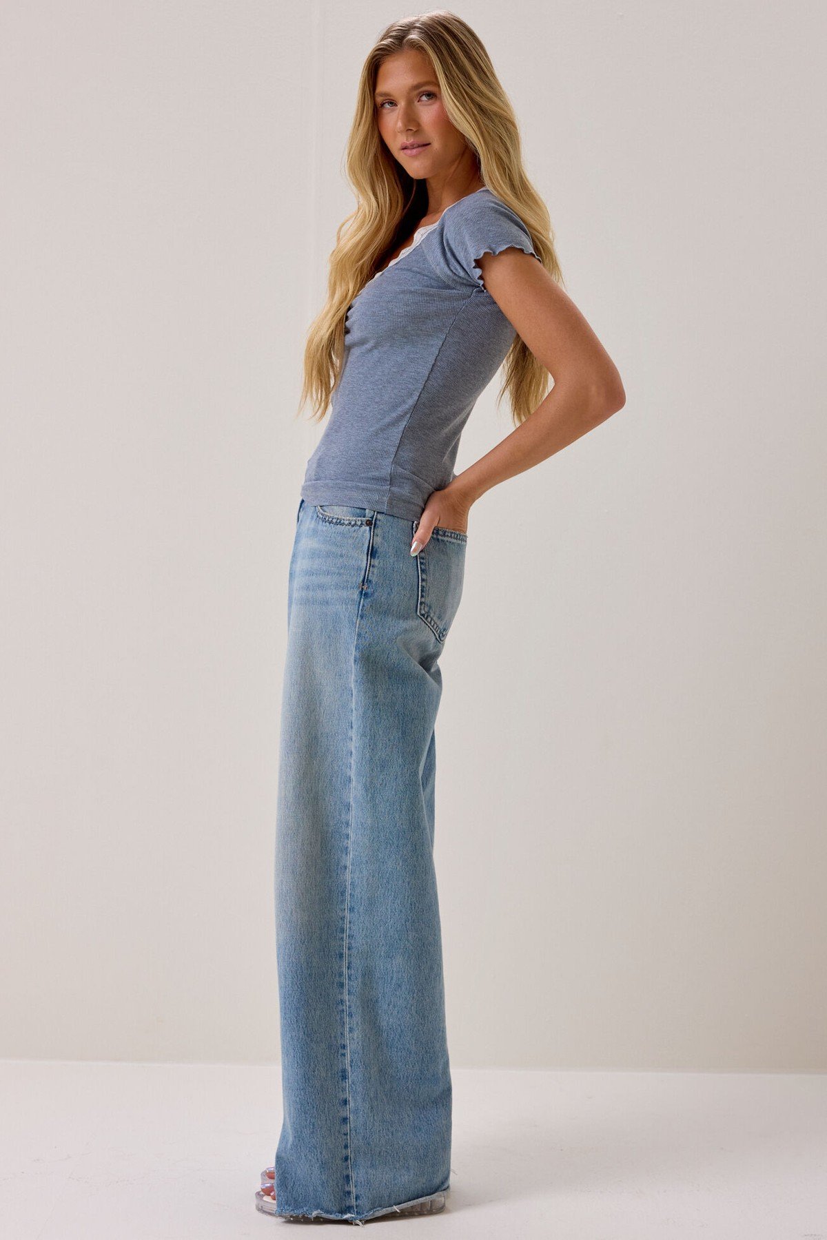 Dyana Henley Lace Trim Tee - Image 2