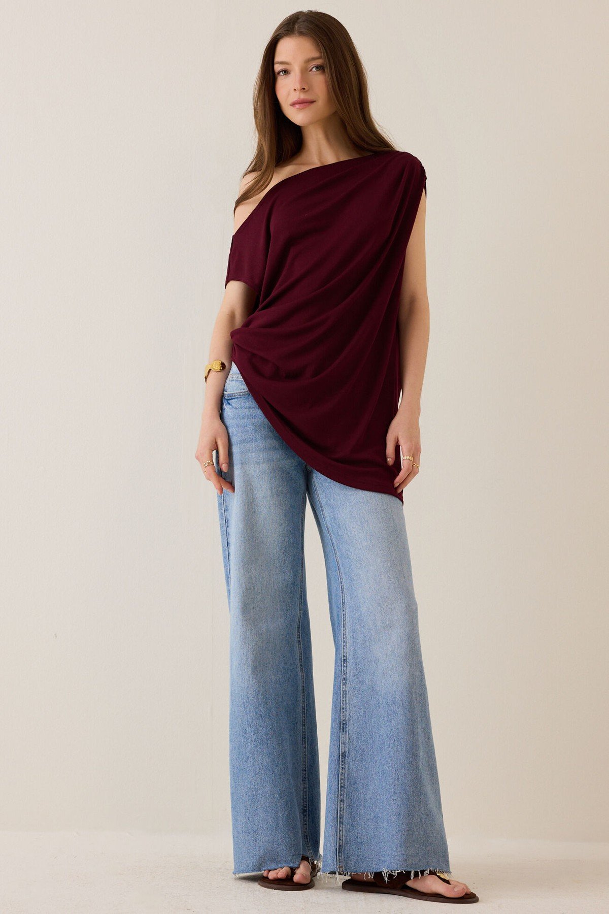 Harper Asymmetrical Neck Top - Image 2