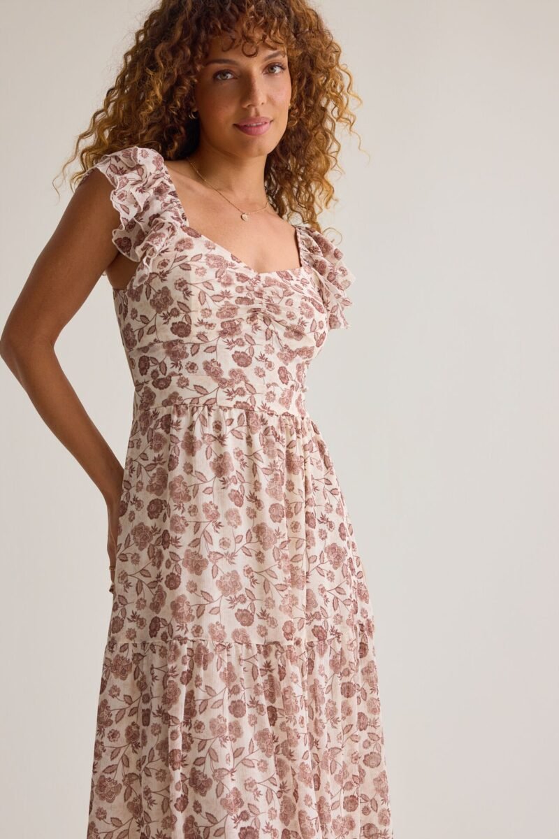 Julie Adeline Floral Ruffle Maxi Dress