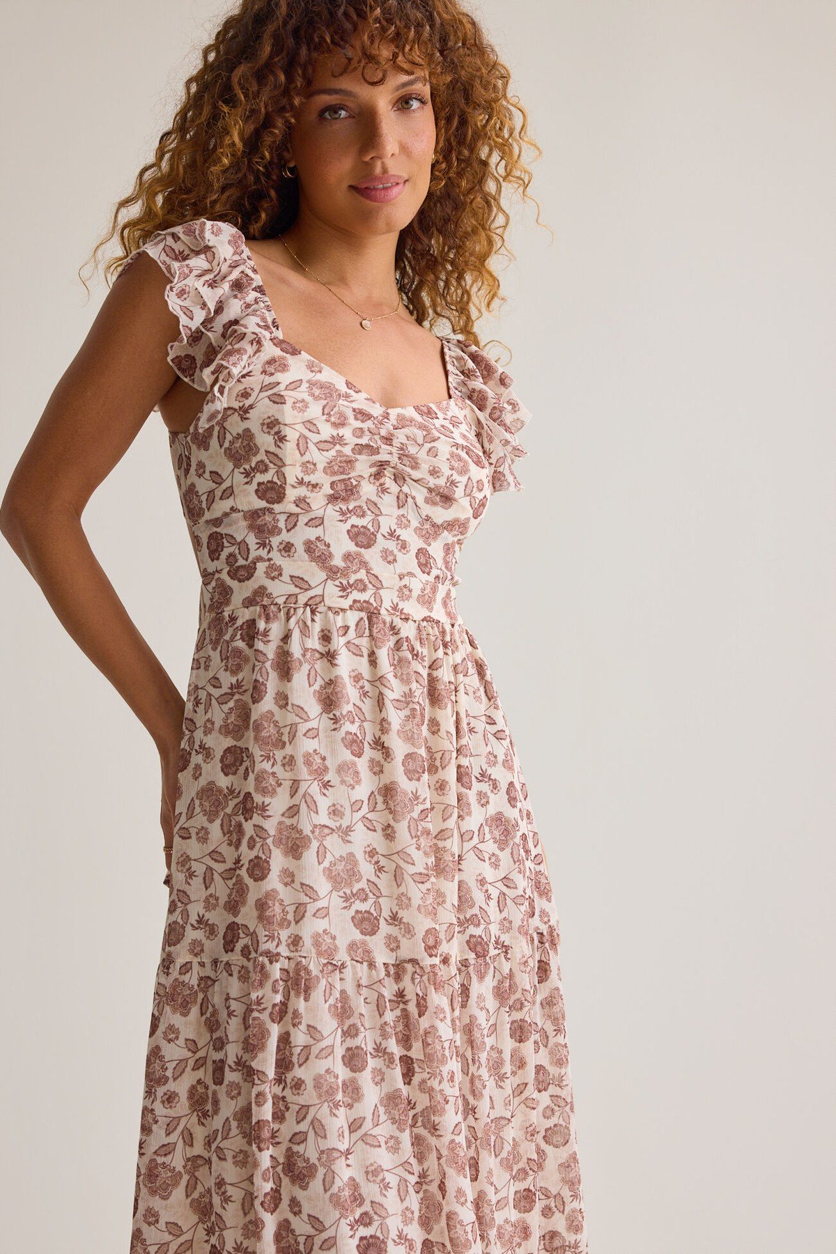 Julie Adeline Floral Ruffle Maxi Dress