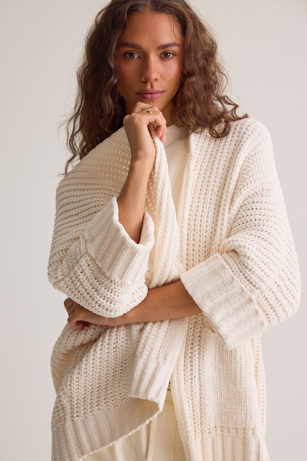 Olivia Chenille Open Front Cardigan
