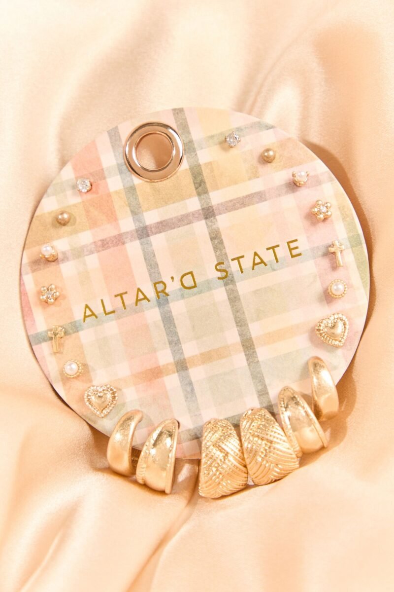 Plaid Mixed Earring Set